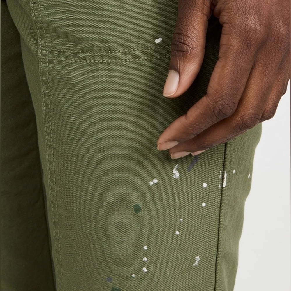 Veronica Beard Arya Twill Carpenter Pants Green Paint Splatter Size 28 NWT - Picture 8 of 12
